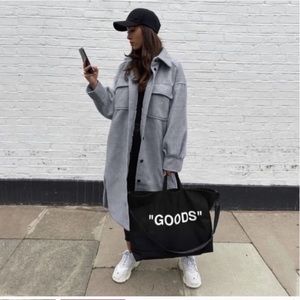 ZARA Long Overshirt Jacket  Wool Blend Coat Bloggers Favorite Gray